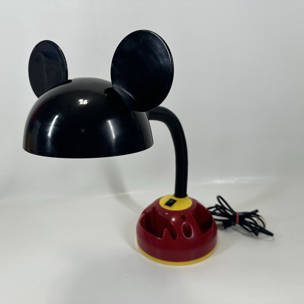Disney Mickey Mouse Gooseneck Desk Lamp w/ Rotating Carousel Organizer Vintage